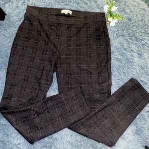 Plaid black pants with purple detail